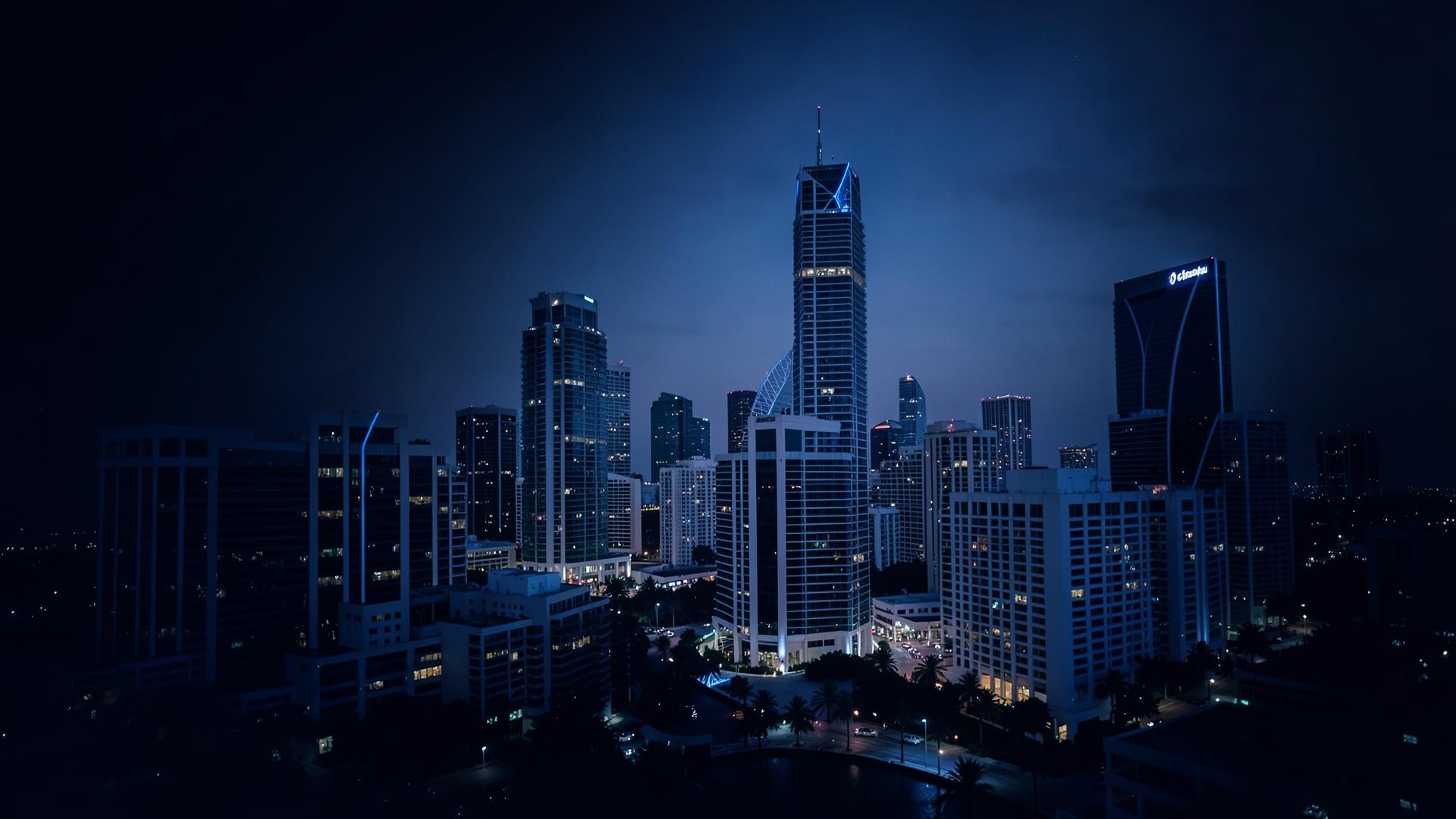 Downtown Miami skyline at night